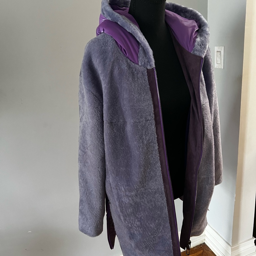 Plush Hooded Teddy Jacket in Lavender